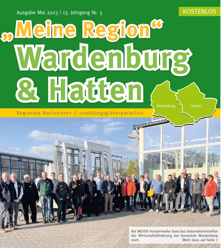 zeitung-hatten-wardenburg-meine-region-mai-2023-titelseite-foto-andrea-biller-wirtschaftsförderung-gemeinde-wardenburg-meyer-fensterwerke
