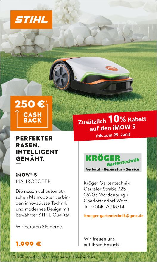 STIHL Rasenmäher Cashback Akton bei Kröger Gartentechnik Wardenburg Charlottendorf Tel.: 04407 - 718714