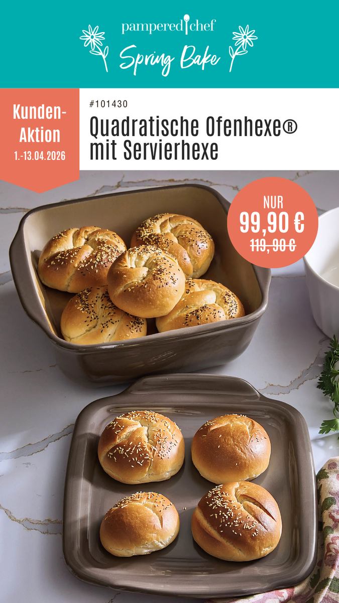 Quadratische Ofenhexe® mit Servierhexe - Stoneware von Pampered Chef im Angebot. Du sparst 20 Euro. Mehr dazu im Pampered Chef Onlineshop GrAbo → https://www.pamperedchef.eu/Pws/grabo/eventstore425722/DEO/catalog/Stoneware/101430 ofenhexe_stoneware_servierhexe_angebot_pamperedchef_grabo