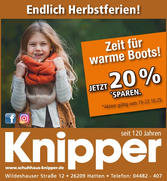 Tolle Rabatte gibt es im Schuhhaus Knipper in den Herbstferien www.schuhhaus-knipper.de schuhaus_hatten_knipper_angebote_herbst_2025