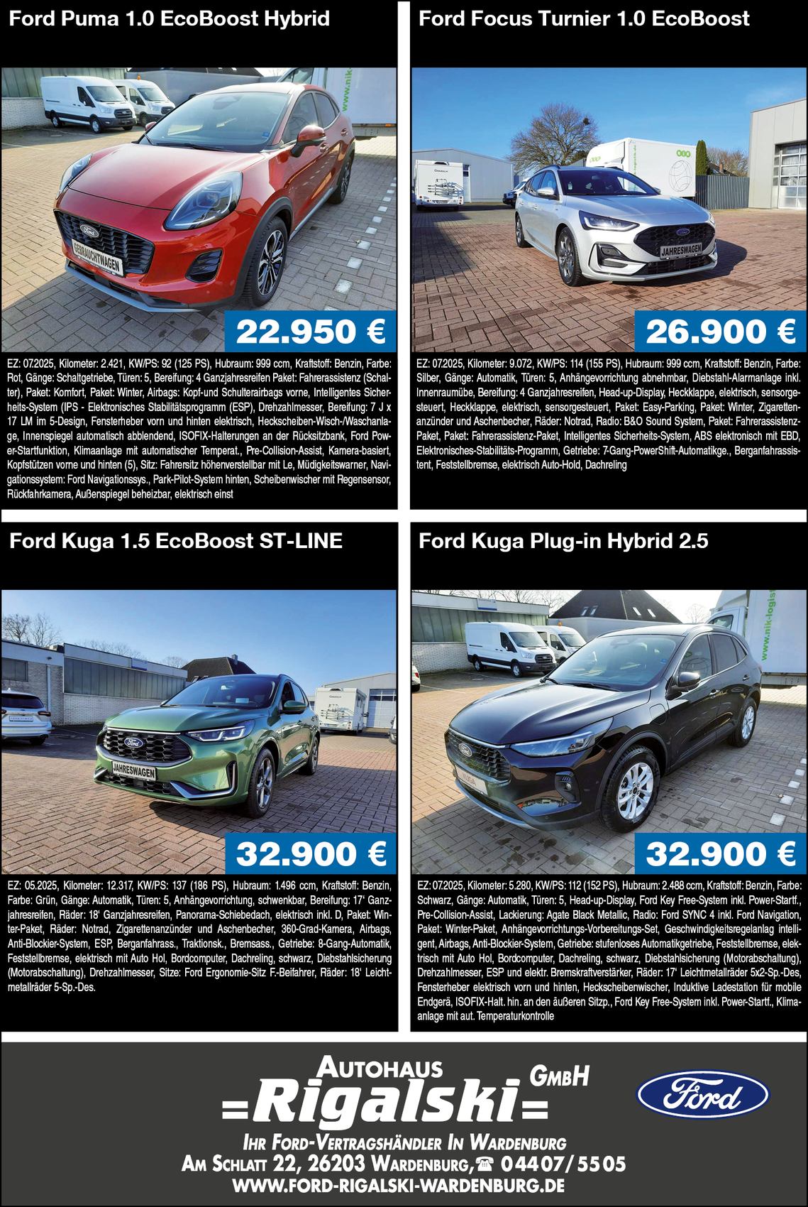 Gebrauchtfahrzeuge bei Ford Autohaus Rigalski Wardenburg www.ford-rigalski-wardenburg.de jahreswagen_wardenburg_ford_rigalski_anzeige_wh-meine-region_zeitung_landkreis-oldenburg