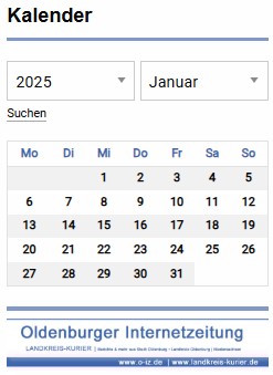 Veranstaltungskalender Oldenburg Niedersachsen Januar 2025 - Kalender Onlinezeitung Landkreis Kurier https://www.landkreis-kurier.de/index.php?menuid=85