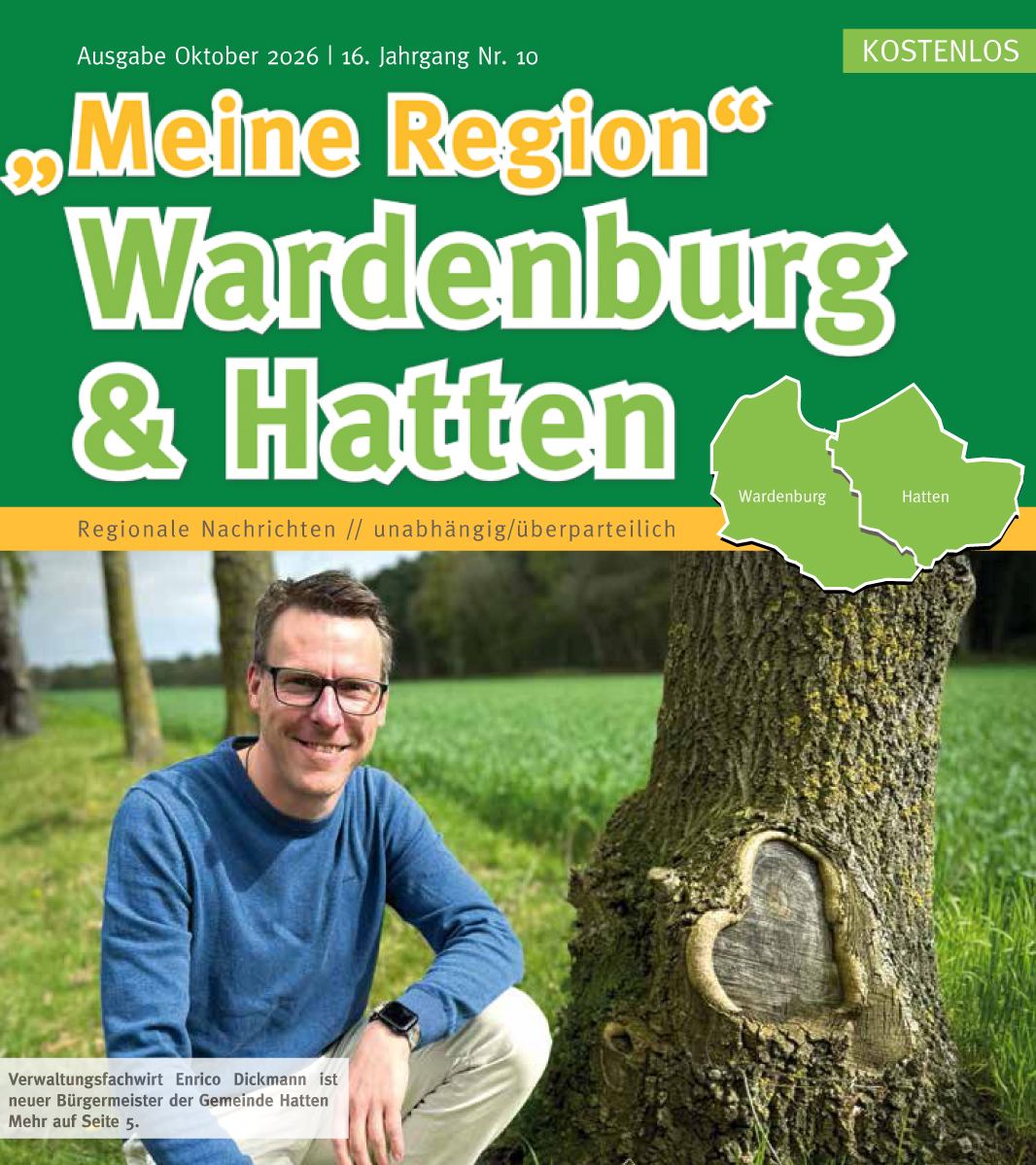Meine Region Wardenburg & Hatten Zeitung Ausgabe 10-2026 - Titelfoto Enrico Dickmann ab 1. November 2026 Bürgermeister der Gemeinde Hatten https://meineregion-verlag.de/wardenburg-meine-region/ zeitung-wardenburg-hatten-oktober-2026-regonalzeitung-monatszeitung-meine-region-titelfoto-enrico-dickmann